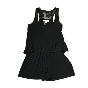 BCBGeneration Romper Womens Size S Black Lace Tank Overlay Delicate Stretch Poly